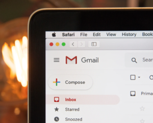 Computer screen showing email account