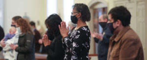 People Praying Social Distance With Mask during Pandemic