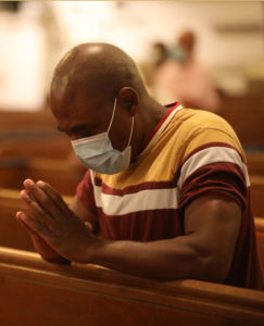 Man Praying with Mask on