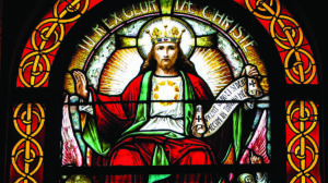 Stained-glass window depicting “Christ the King"