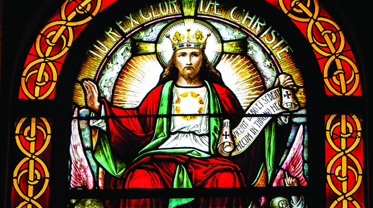 Stained-glass window depicting “Christ the King".