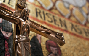 Gold cross at the National Shrine