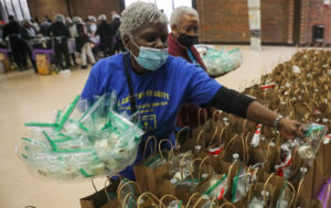 Volunteers packing meals