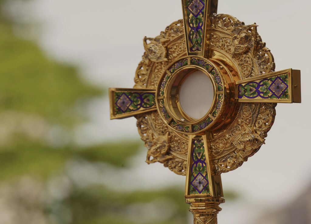Monstrance containing the Eucharist