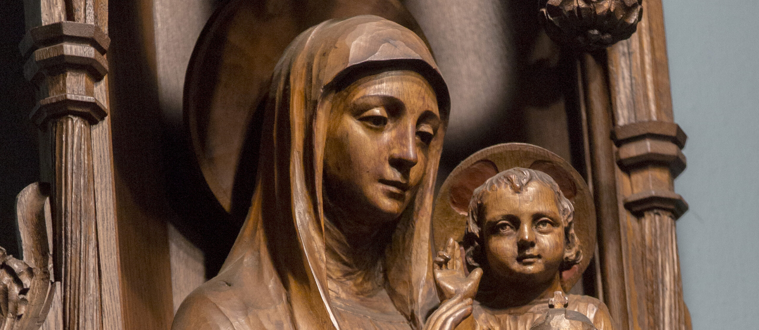 Mary and Jesus Wood Carving