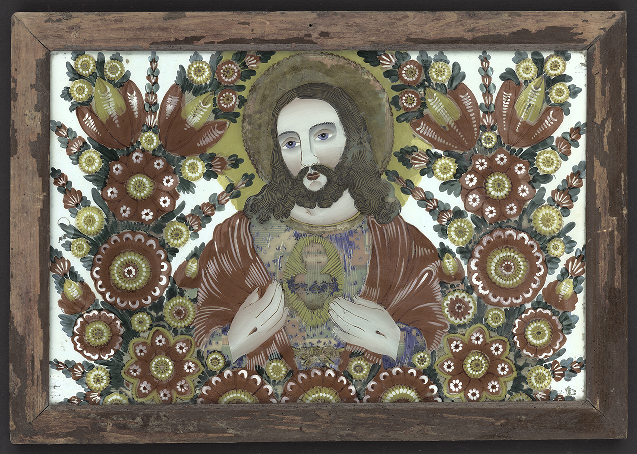 Alexander Salzmann, The Most Sacred Heart of Jesus, Reverse Painting on Glass