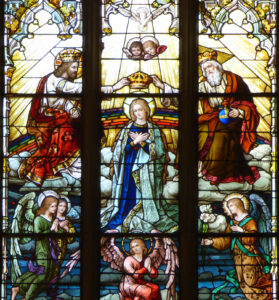 Denver Cathedral, window 27, east transept, Coronation of Mary